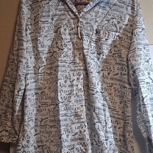 Victoria's Secret White and Black Print Shirt M 260703